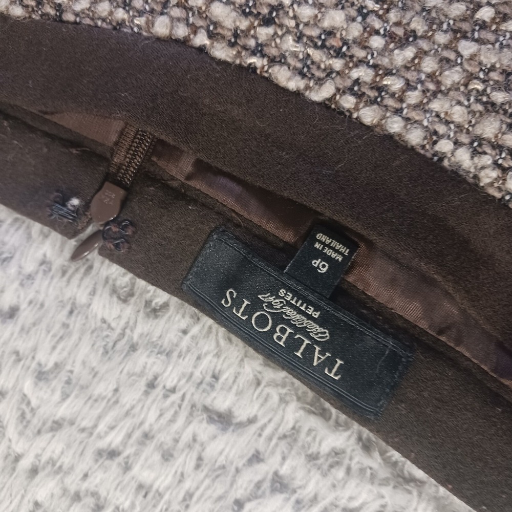 Talbots Wool Blend Tweed‎ Skirt Lined Classic Fit Brown Textured Women's 6P - Picture 2 of 6
